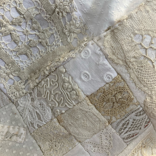 アンティークフレンチファブリック ハンドメイド✃花柄レースラージ巾着 トート兼用 ポリ巾着トート（L）[MARKLESS STYLE TR-1354]｜オリジナル