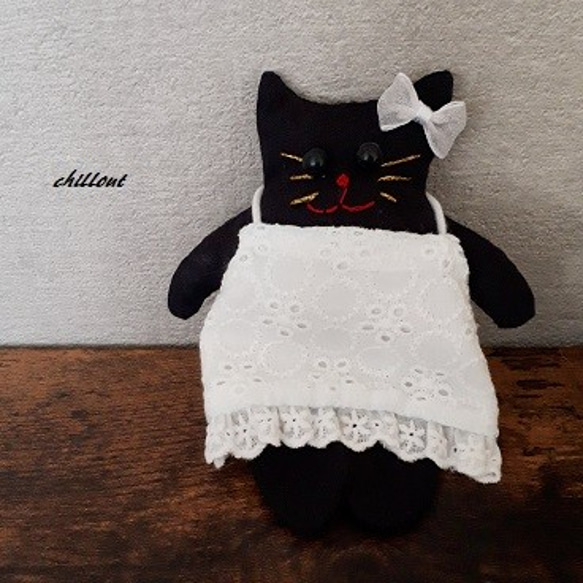 黒猫の指人形キーホルダー【0243】 1枚目の画像