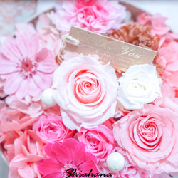 ピンク系ナチュラル♡BOX母の日プリザーブドアレンジ　結婚お祝い　贈り物　誕生日 4枚目の画像