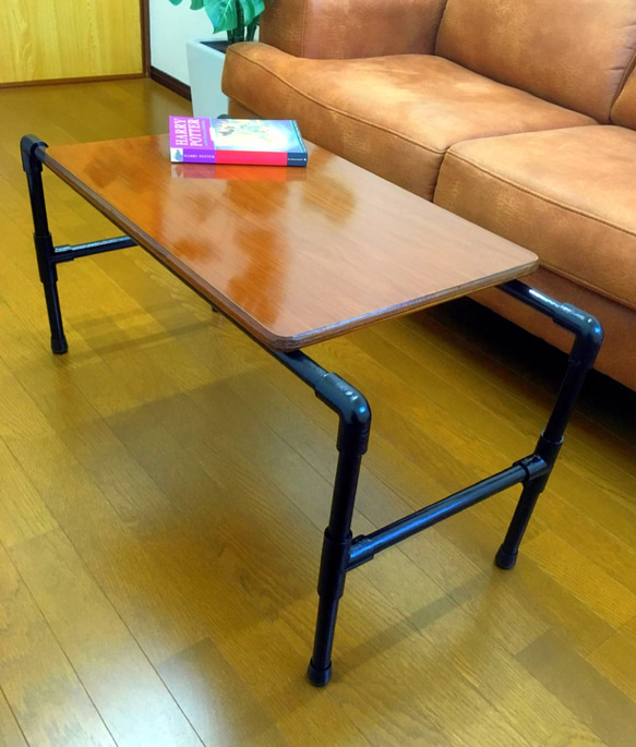 学校天板×ローテーブル 塩ビパイプ アンティーク アップサイクル ロー