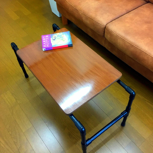 学校天板×ローテーブル 塩ビパイプ アンティーク アップサイクル ロー