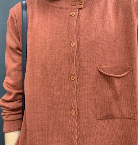 春 ラウンドネック長袖セーターカーディガンセーターコート レディース シャツ ゆるい 5枚目の画像