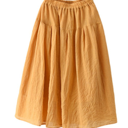 4色★コットンとリネンのスカート ミドル丈aラインスカート 5枚目の画像