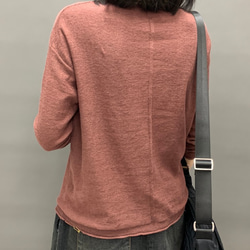 セーターTシャツ 亜麻 プルオーバーボトムスシャツ 七分袖 レトロ セーター ニット レディース トップス 通学 通勤 5枚目の画像