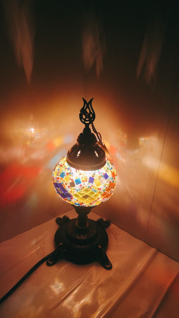 トルコ モザイク ランプ【スタンドNEW】(Ｓサイズ) SLTN-005 2枚目の画像