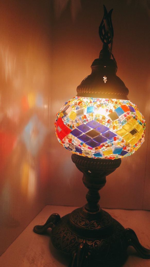 トルコ モザイク ランプ【スタンドNEW】(Ｓサイズ) SLTN-005 4枚目の画像