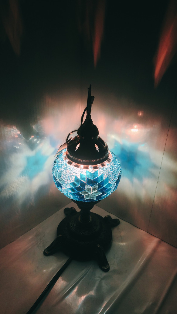 トルコ モザイク ランプ 【スタンドNEW】(Ｓサイズ) SLTN-017 3枚目の画像