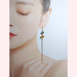 【pierce/earring】ラブラドライト × シトリン   フックピアス［short］□天然石 6枚目の画像