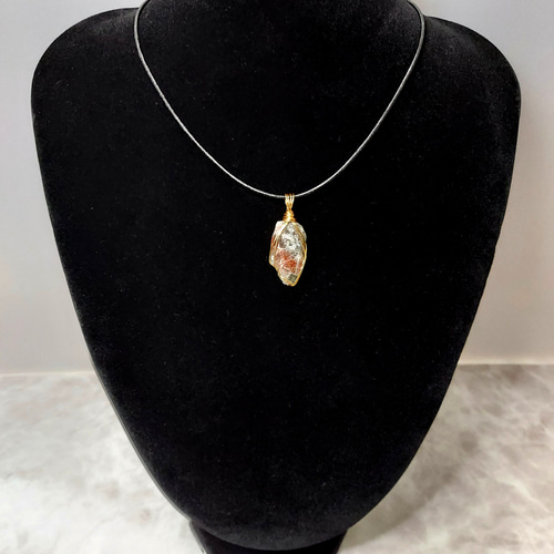 necklace】アクアマリンサンストーン 原石 □ワイヤーラップ