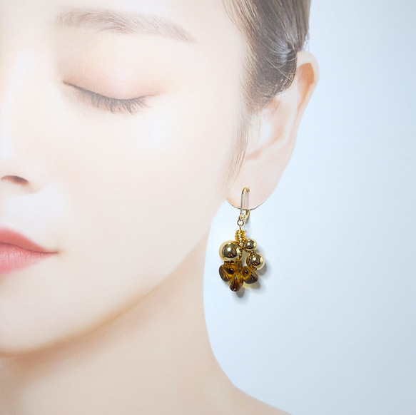 【pierce/earring】［天然・非加熱］シトリン   フレンチフック / ニッケルフリーメッキピアス  □天然石 4枚目の画像