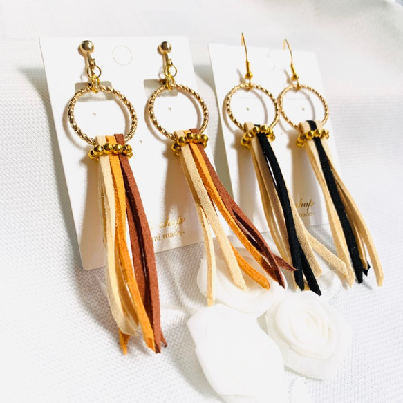 ゴールド×タッセル＊【イヤリング変更可】 ピアス（フック・チェーン