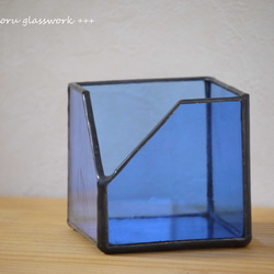 ステンドグラス　box　blue 3枚目の画像
