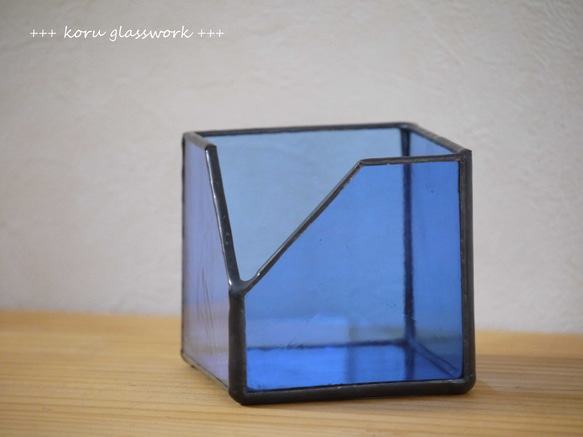 ステンドグラス　box　blue 3枚目の画像