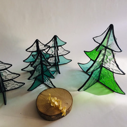 ステンドグラス　クリスマスツリーf ミックスカラー大 3枚目の画像