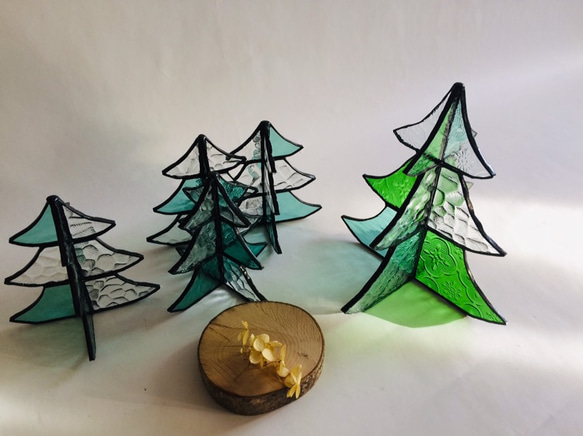 ステンドグラス　クリスマスツリーf ミックスカラー大 3枚目の画像