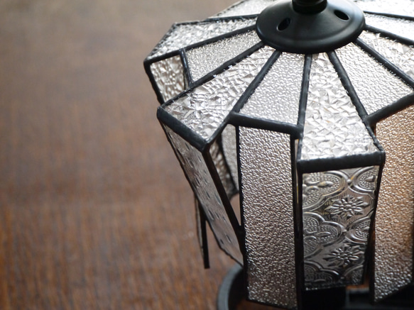 【再販】ステンドグラス　つぼみ形ランプ　クリア 5枚目の画像