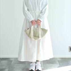 《受注製作》白リネン100%ギャザーたっぷりスカート　両ポケット選択で送料無料！ 2枚目の画像