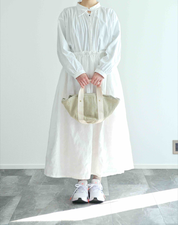 《受注製作》白リネン100%ギャザーたっぷりスカート　両ポケット選択で送料無料！ 2枚目の画像