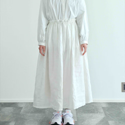 《受注製作》白リネン100%ギャザーたっぷりスカート　両ポケット選択で送料無料！ 4枚目の画像