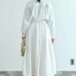 《受注製作》白リネン100%ギャザーたっぷりスカート　両ポケット選択で送料無料！ 5枚目の画像