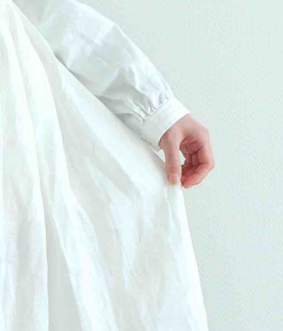 《受注製作》白リネン100%ギャザーたっぷりスカート　両ポケット選択で送料無料！ 6枚目の画像