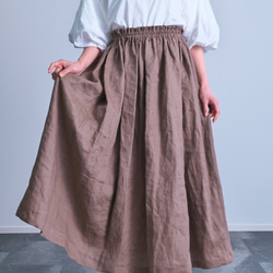 《受注製作》ブラウン100%ギャザーたっぷりスカート　両ポケット選択で送料無料！ 4枚目の画像