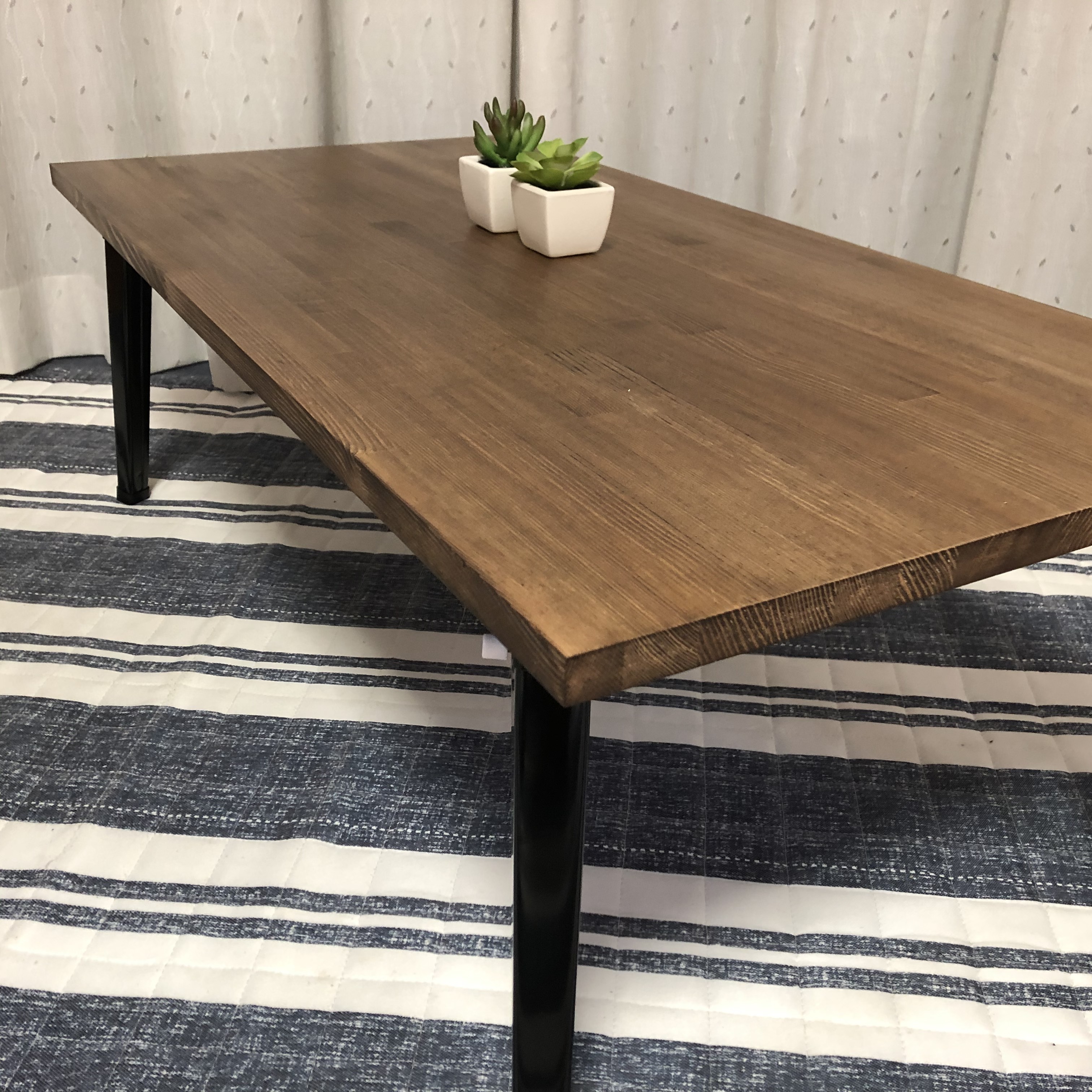 【ウォルナット①／1枚板】アンティーク風・折りたたみ式ローテーブル・カフェテーブル・テーブル・一人暮らし＜No.176＞