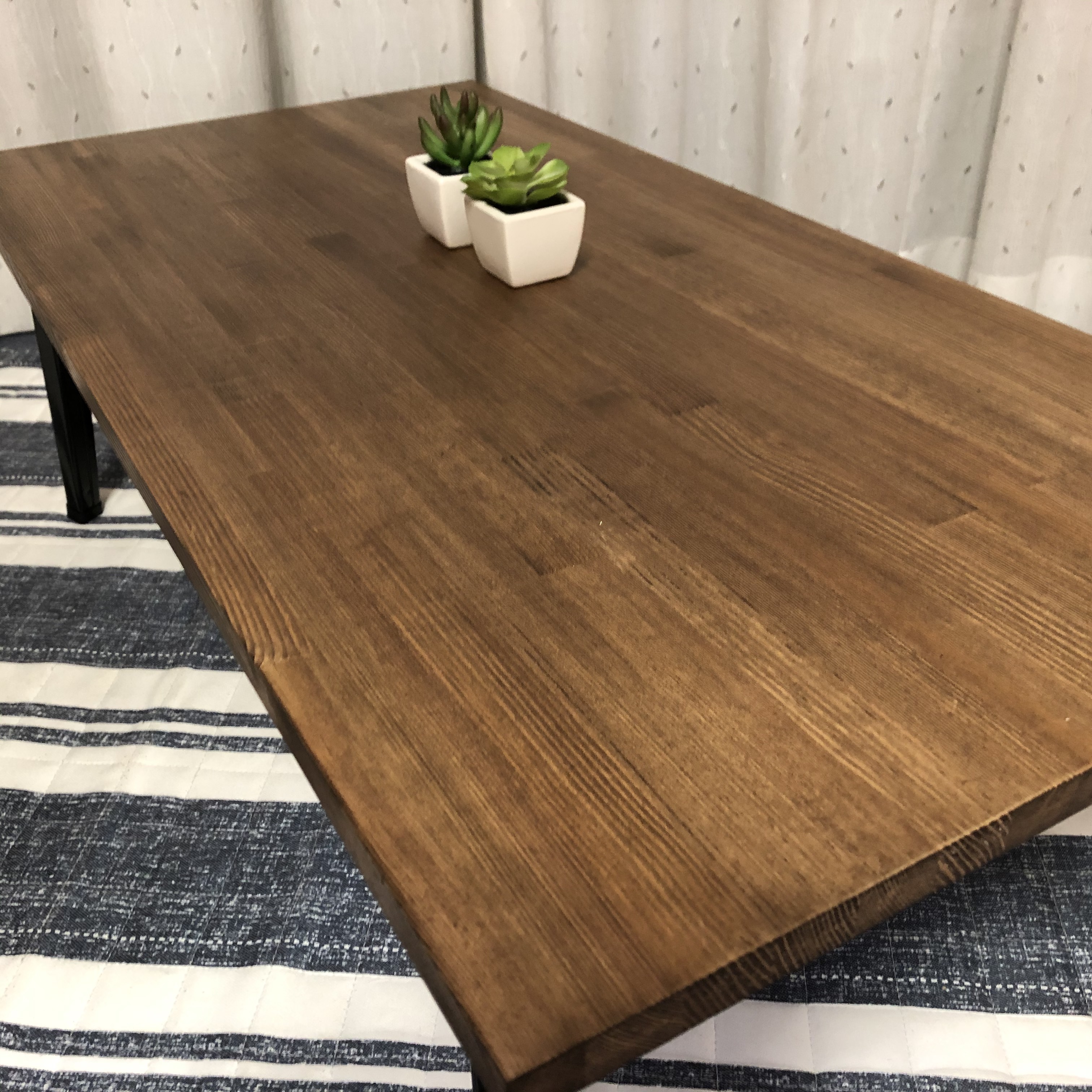 【ウォルナット①／1枚板】アンティーク風・折りたたみ式ローテーブル・カフェテーブル・テーブル・一人暮らし＜No.176＞