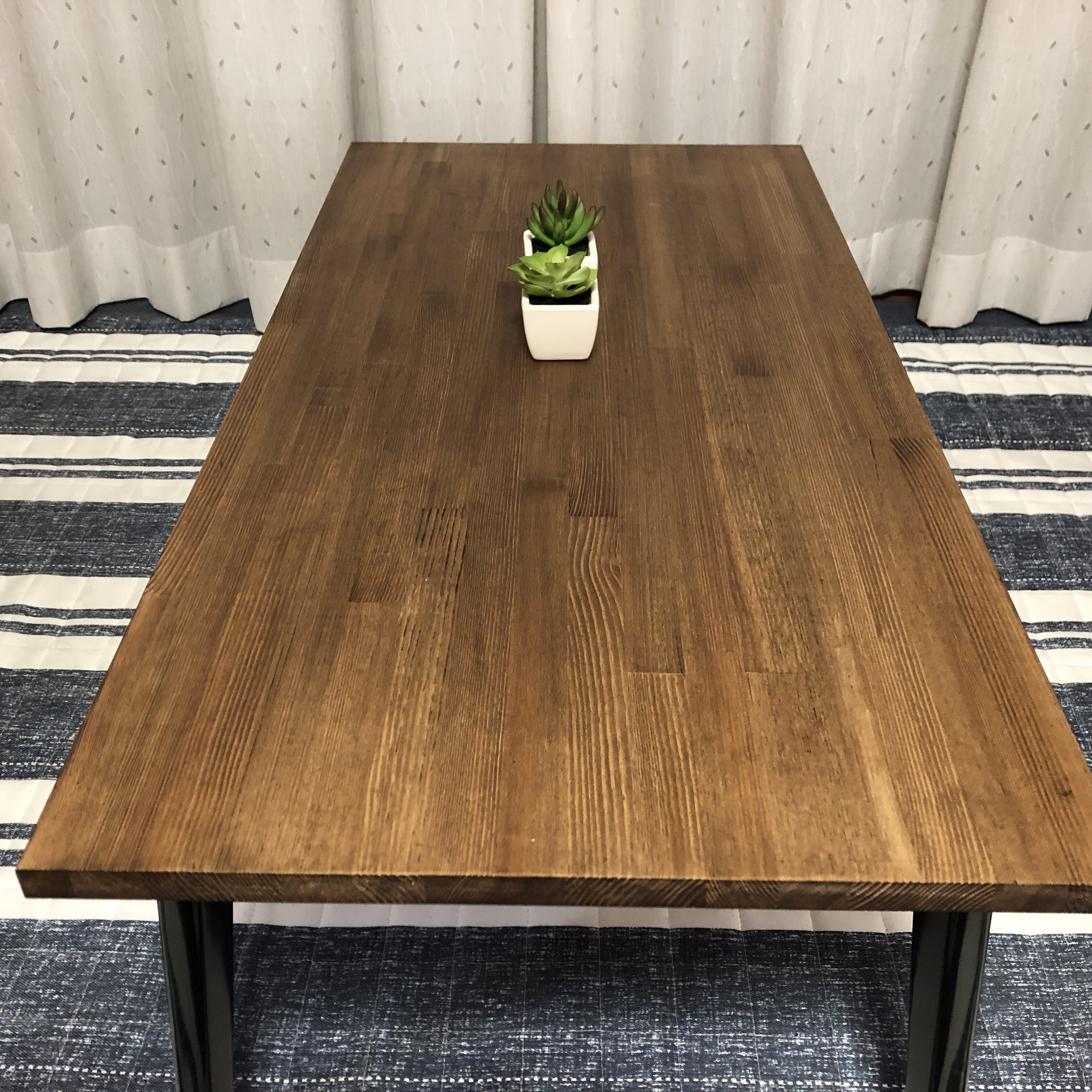 【ウォルナット①／1枚板】アンティーク風・折りたたみ式ローテーブル・カフェテーブル・テーブル・一人暮らし＜No.176＞