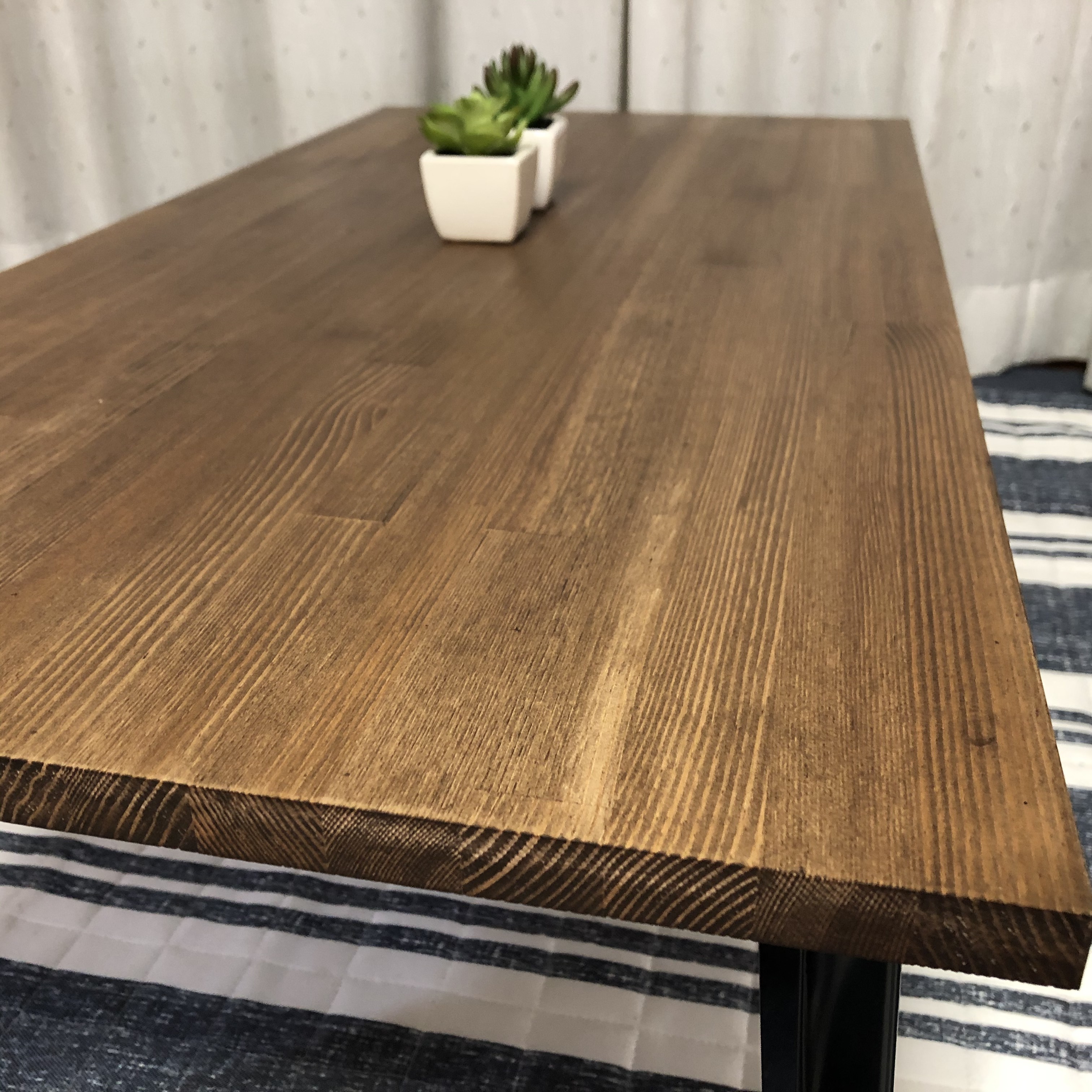 【ウォルナット①／1枚板】アンティーク風・折りたたみ式ローテーブル・カフェテーブル・テーブル・一人暮らし＜No.176＞