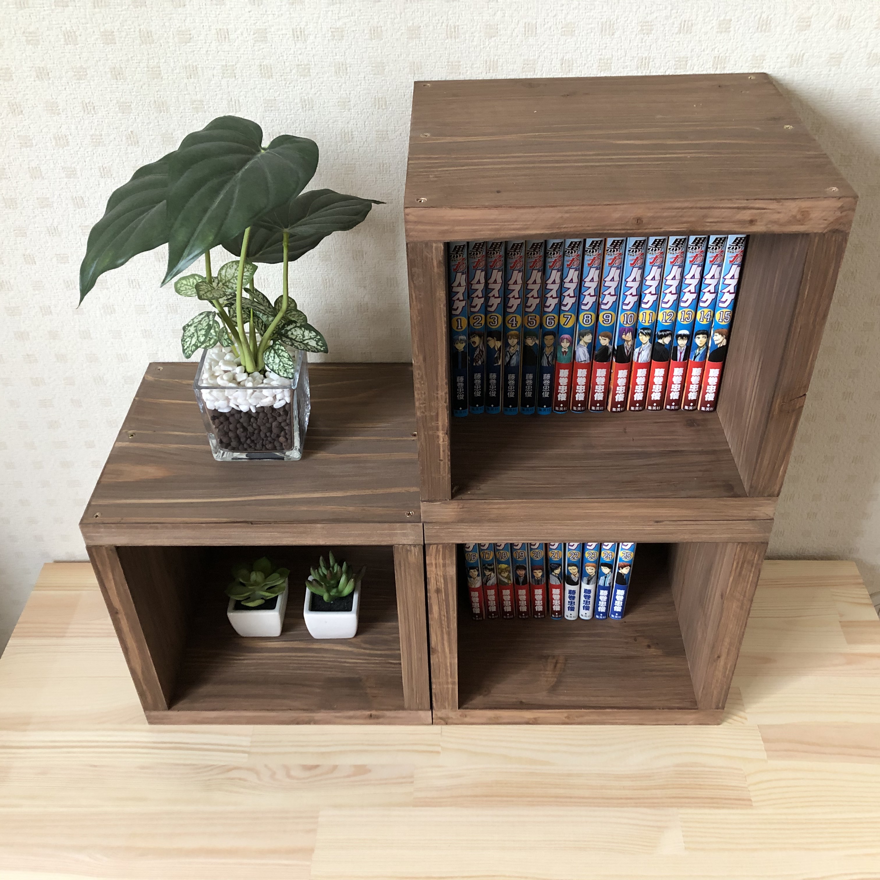 【3ケース／水性ニス仕上げ】棚・ボックス・キューブボックス・収納・ラック・本棚・シェルフ＜No.185＞