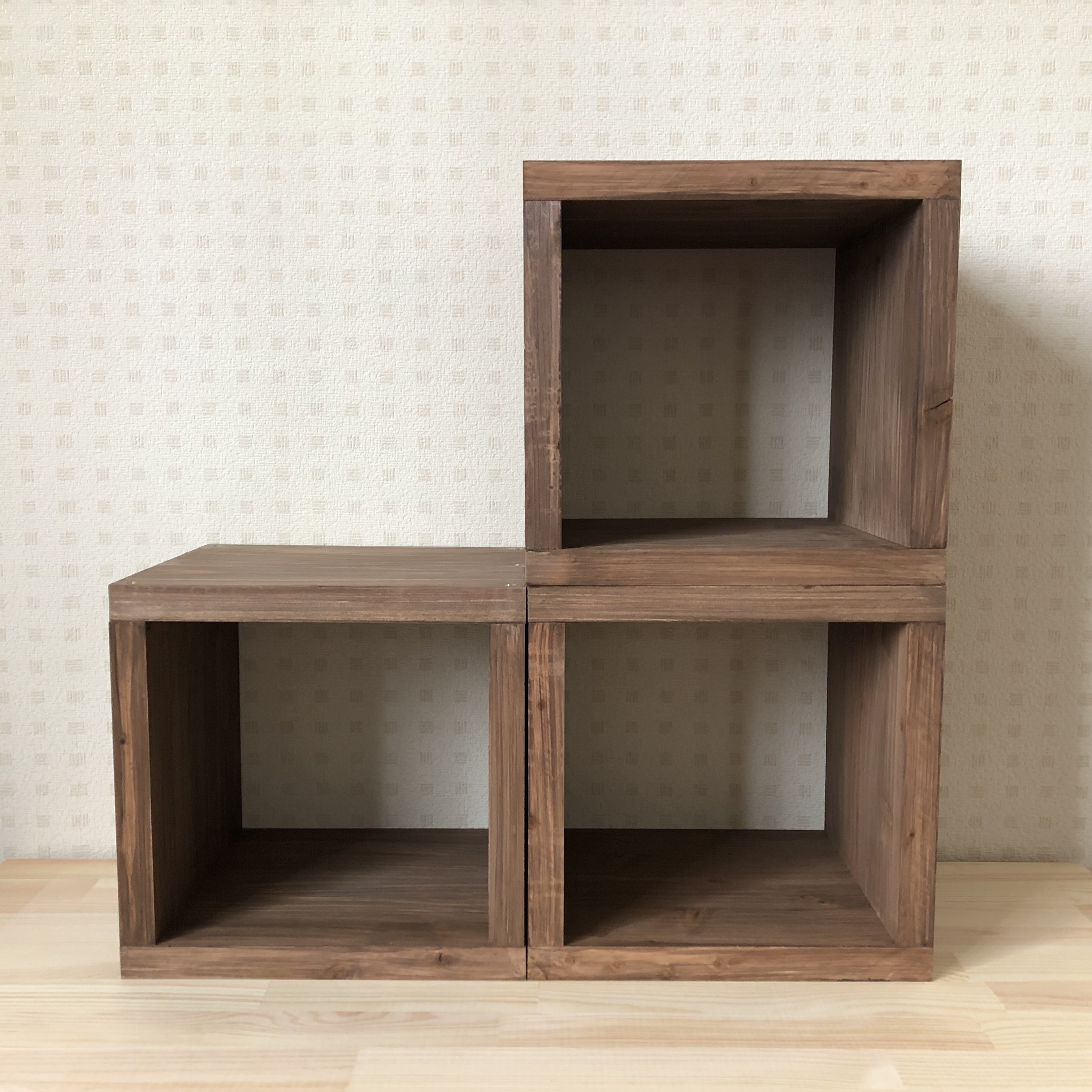 【3ケース／水性ニス仕上げ】棚・ボックス・キューブボックス・収納・ラック・本棚・シェルフ＜No.185＞