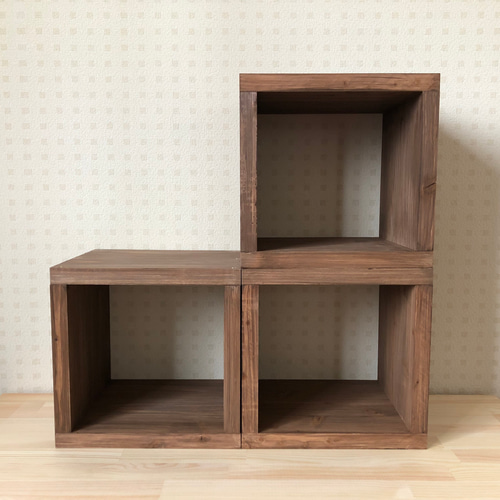 3ケース／水性ニス仕上げ】棚・ボックス・キューブボックス・収納