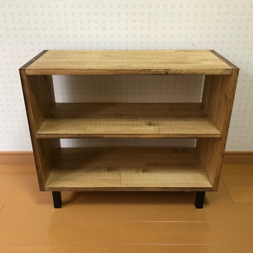 【O-1585】本棚 カルテ棚 脚付き 棚 書棚 シェルフ ラック 木製 古道具 80236a.jpg