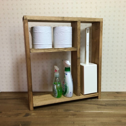 サイズオーダー可】【引取可能】無垢材 トイレ収納棚 目隠し扉2枚付き