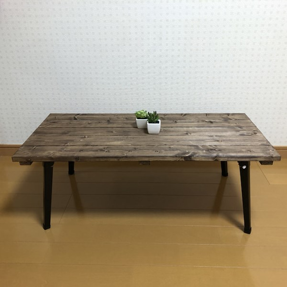 【ウォルナット】アンティーク風・折りたたみ式ローテーブル・カフェ・テーブル・一人暮らし＜No.064＞ 2枚目の画像