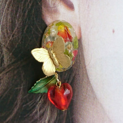 【過去作品】antique butterfly…姫リンゴ…2wayピアス・イヤリング 3枚目の画像