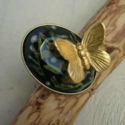antique butterfly…黒ミモザの指輪 3枚目の画像