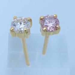 グレープアゲートピアス1組 K18 ピアス（スタッド・一粒） makekaz