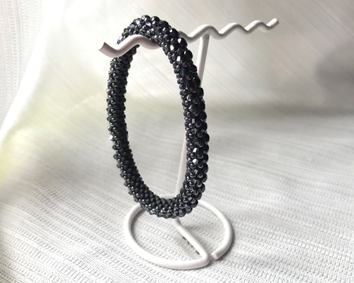 スワロフスキーバングル ブラック バングル・リストバンド beads スワロフスキーバングル ブラック バングル・リストバンド beads