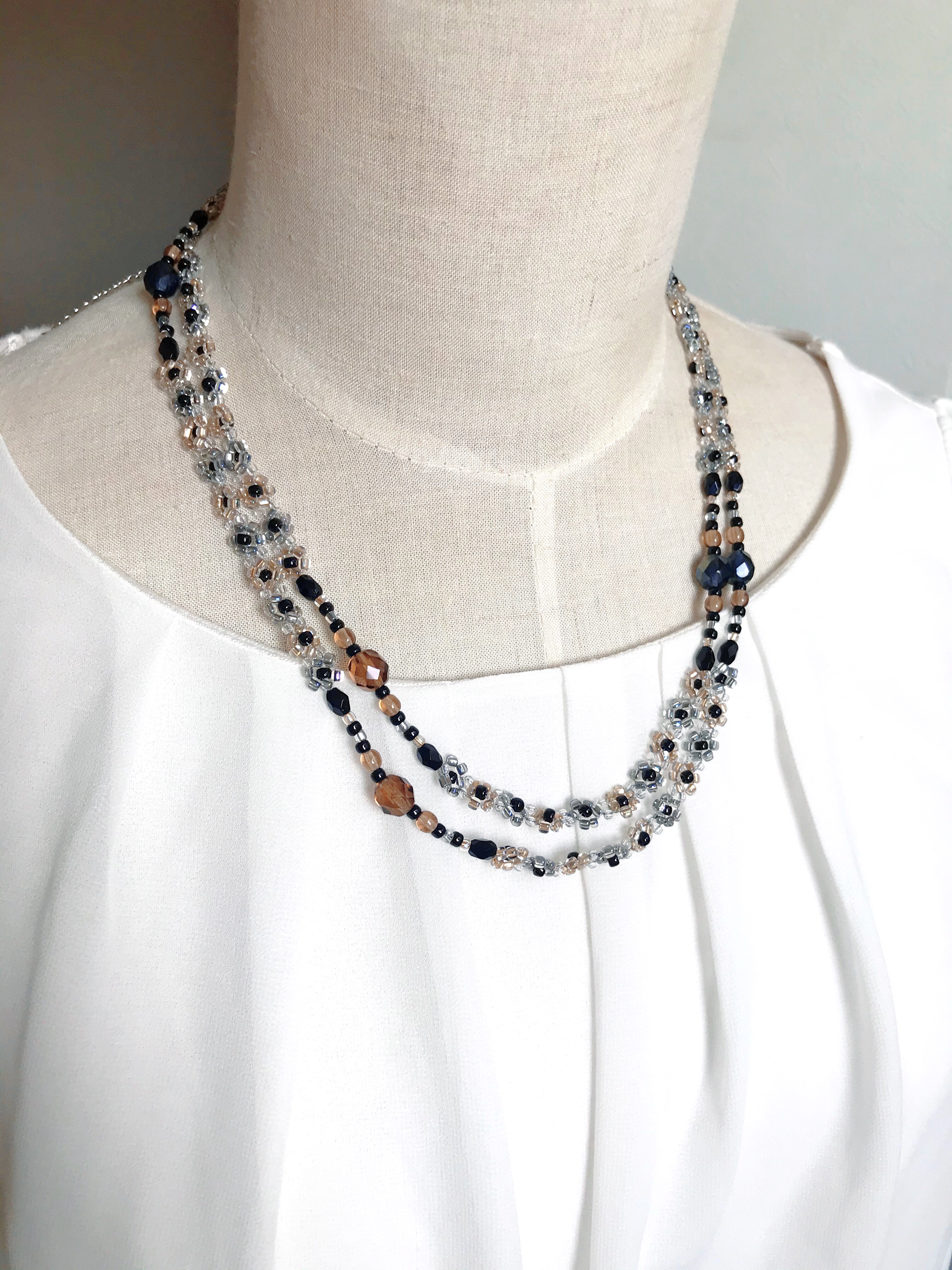 琥珀色の2wayロングネックレス