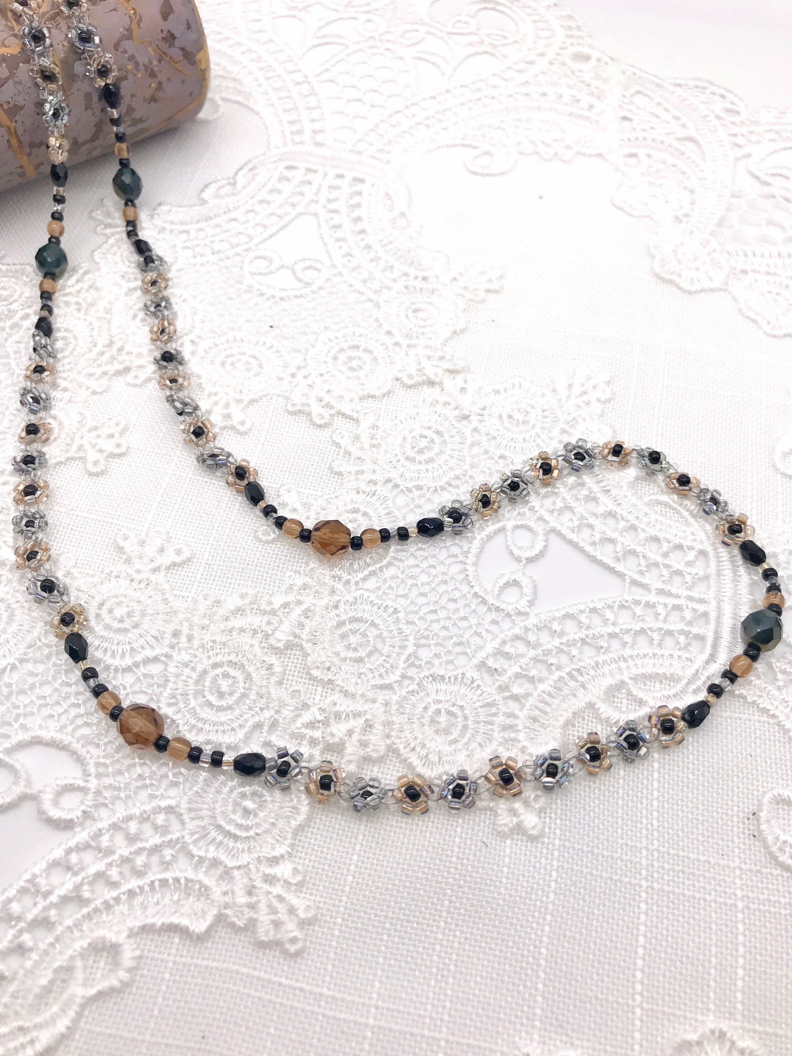 琥珀色の2wayロングネックレス