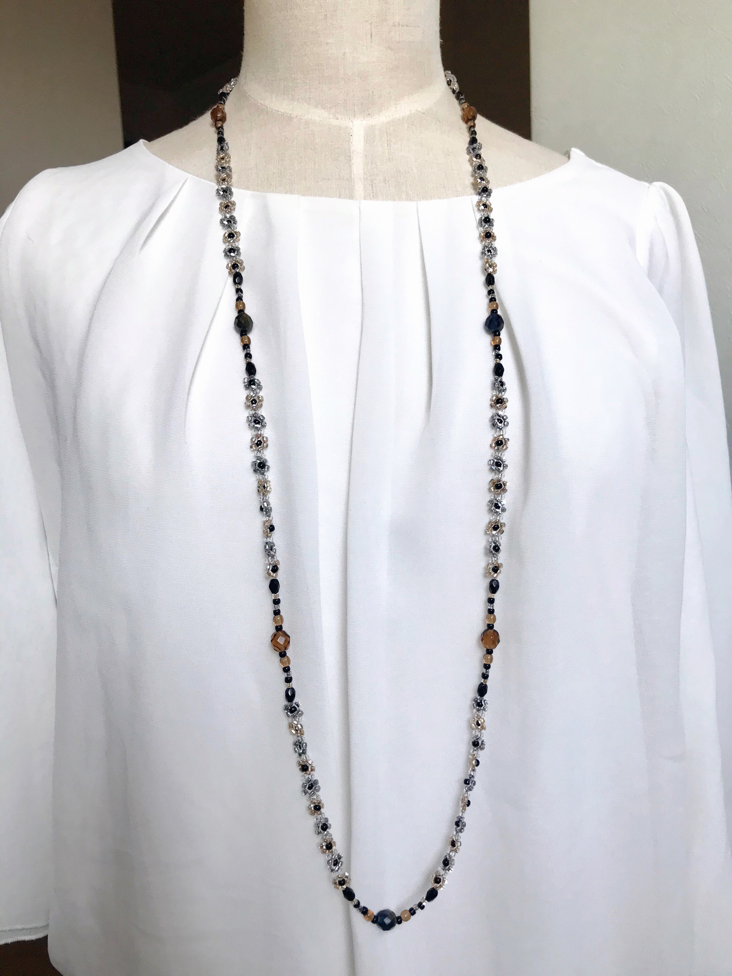 琥珀色の2wayロングネックレス