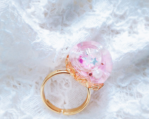 パールとピンク~スノードームリング 指輪・リング bambi 通販 2485687