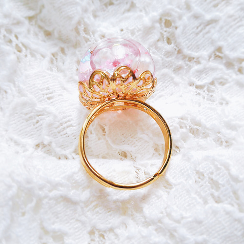 パールとピンク~スノードームリング 指輪・リング bambi 通販 2485687