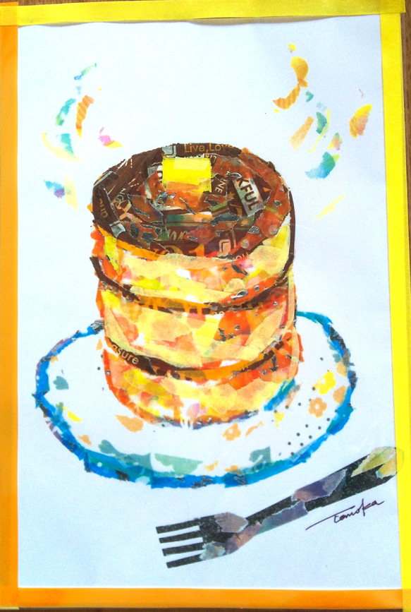 ホットケーキ、クロワッサン、さくらんぼポストカード３枚セット【送料無料】 1枚目の画像