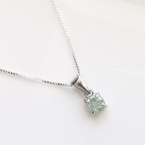グリーンアパタイト Silver925チェーンのシンプル1石ネックレス[天然石