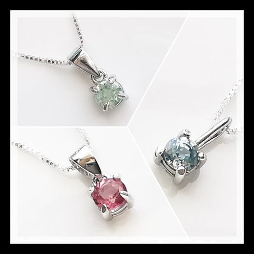 グリーンアパタイト Silver925チェーンのシンプル1石ネックレス[天然石
