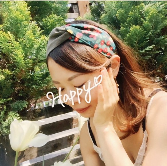 *+:.。 花柄&ベルギーリネンヘアターバン ヘアバンド 。.:+* 1枚目の画像