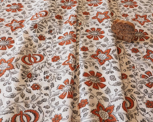 インド更紗布 インド更紗ハンドブロックコットン FIC1103 生地 kain kain 通販